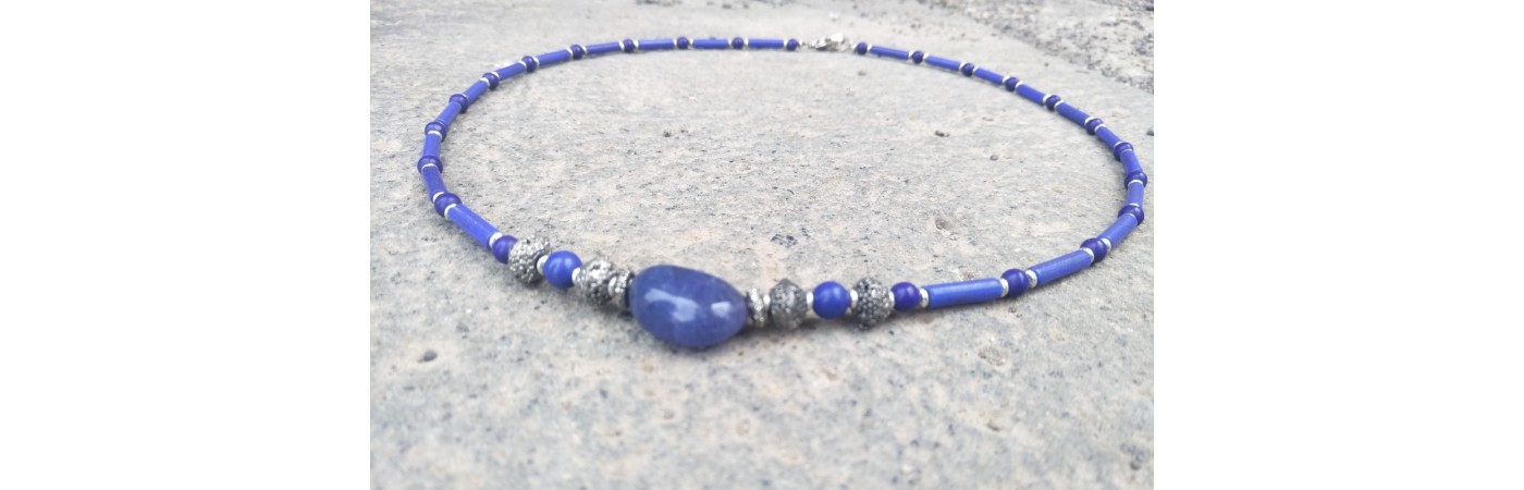 Alphabey's Lapis Brass Silver Plated Necklace for Women
